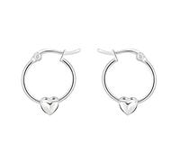 Dew Sterling Silver Heart Puff Hoop Earrings