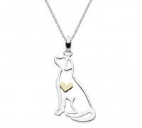 Dew Sterling Silver Labrador with Gold Plate Heart Pendant