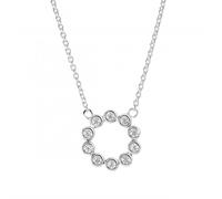 Dew Sterling Silver Open Circle Round Cubic Zirconia 18" Necklace - Sterling Silver