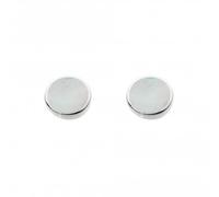 Dew Sterling Silver Round Mother Of Pearl Stud Earrings