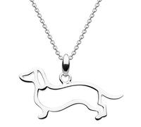 Dew Sterling Silver Sausage Dog Necklace of Length 45.7cm