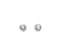 Dew Sterling Silver Small Round Cubic Zirconia Stud Earrings