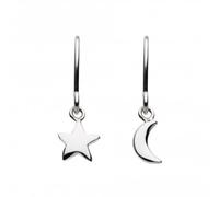 Dew Sterling Silver Starry Night Moon and Star Drop Earrings 6035HP018