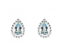 Dew Sterling Silver Teardrop Blue Topaz Bobble Surround Stud - Sterling Silver