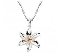 Dew Sterling Silver Tiger Lily with Rose Gold Plate Pendant