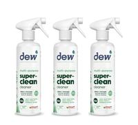 Dew Superclean Fragrance Free| Refillable Eco Friendly Antibacterial Kitchen Spray | All Purpose Rinse Free Cleaner Ideal For Multi Surfaces including Worktops to Carpet | 500ML 3 Pack