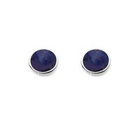 DEW Synthetic Lapis Lazuli Round Stud Earrings - Sterling Silver, Classic Design, Everyday Style, Blue Gemstone of Wisdom, Power & Truth