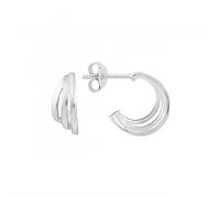 Dew Triple Curve 11mm Stud Hoop Earrings 66856HP - Refined - Sterling Silver / Gold Plated