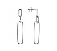Dew Triple Paperclip 40mm Stud Drop Earrings 66814HP - Modern Style - Sterling Silver / Gold Plated