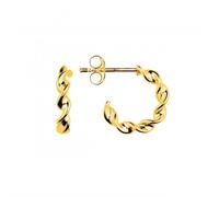 Dew Twisted Gold Plated 13mm Stud Hoop Earrings 6455GD - - Sterling Silver