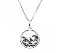 Dew Wave Circle Black Enamel Pendant 93390HP - Premium Finish | - Sterling Silver