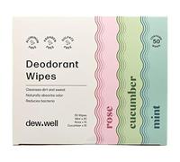 Dew Well - Refresh Deodorant Wipes - A Fresh Start When You’re On the Go - Aluminum, Paraben, and Sulfate Free - Variety Pack (Mint, Rose, and Cucumber) - 50 Individually Wrapped Wipes