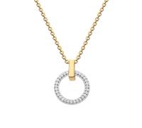 Dew Zirconia Gold Plate Open Circle Bar Pendant 96820GCZ - - Sterling Silver / Zirconia / Gold Plated
