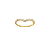 Dew Zirconia Gold Plated Wishbone Ring 1783GCZ - Size P - Gold Plated / Zirconia