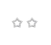 Dew Zirconia Open Star Stud Earrings 34870CZ - Premium Finish | - Sterling Silver / Zirconia