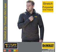 DeWalt 1/4 Zip Through Mid Layer Fleece Mens Grey Work Top Stretch Fabric Mens