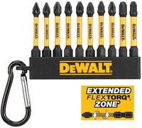 Dewalt 10 Piece Flextorq Screwdriver High Impact Rated Bit Set 57mm Pz2 Key Ring