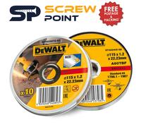 Dewalt 115mm 1.2mm Thin INOX Metal Cutting Disc 22mm Bore Flat Disc x10 Tin