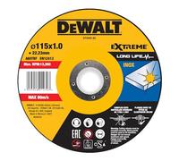 DEWALT 115mm x 1mm, 22.2mm Bore, Aluminium Oxide, Medium Grit, Alloy Steel, Coated, Angle Grinder Compatible, Thin Metal Cutting Disc