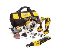 DeWalt 12V XR 4 Piece 12V XR Brushless Kit Hammer Drill Multi Tool Saw Ratchet