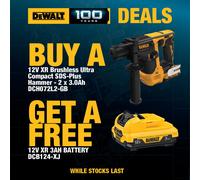 Dewalt 12v XR DCH072L2 Brushless SDS Compact Hammer + Charger + 3 x 3Ah Tstak