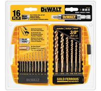 DeWalt 16pc Gold Ferous Pilot Pt Set up to 3/8"