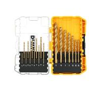 DEWALT 18 Piece Drill Bit Set, Titanium Nitride Coated High Speed Steel Jobber Length, 3-Flat, No-Spin Shank (DW1367) (DW1367)