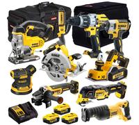 Dewalt 18V 10 Piece Power Tool Kit 3 x 5.0Ah Battery Charger & Bag T4TKIT-12844