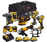 Dewalt 18V 7 Piece Brushless Combo Tool Kit 3 x Battery Charger Bag T4TKIT-2260