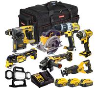 Dewalt 18V 8 Piece Brushless Combo Tool Kit 3 x Battery Charger Bag T4TKIT-1948