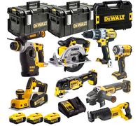 Dewalt 18V 8 Piece Power Tool Kit 3 x 5.0Ah Battery Charger & Box T4TKIT-12843
