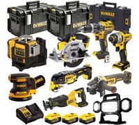 Dewalt 18V 9 Piece Power Tool Kit 3 x 5.0Ah Battery Charger & Box T4TKIT-12842