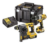 Dewalt 18V Li-Ion Xr Brushless Cordless Combi Drill & Sds+ Drill (2 X 5Ah) Dck229P2T-Gb