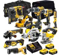 Dewalt 18V XR 10 Piece Power Tool Kit 3 x 5.0Ah Battery Charger Bag T4TKIT-7319