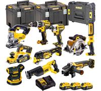 Dewalt 18V XR 10 Piece Power Tool Kit 3 x 5.0Ah Battery Charger Case T4TKIT-496