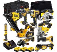 DeWalt 18V XR 10 Piece Power Tool Kit With 3 x 5.0AH Battery Charger T4TKIT-981