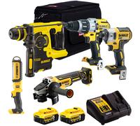 Dewalt 18V XR 5 Piece Combo Tool Kit 2 x 5.0Ah Battery Charger & Bag T4TKIT-182