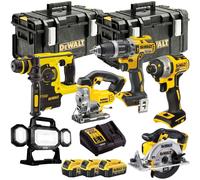 Dewalt 18V XR 6 Piece Tool Kit 3 x 4.0Ah Battery Charger & Tough Box DEW-KIT-1