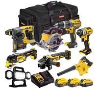 Dewalt 18V XR 8 Piece Combo Tool Kit with 3 x Battery Charger & Bag T4TKIT-1921