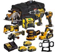 Dewalt 18V XR 9 Piece Combo Tool Kit with 3 x Battery Charger & Bag T4TKIT-1702