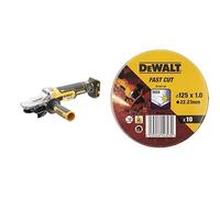 DEWALT 18V XR Brushless 125mm Flat Head Angle Grinder, Tool Only, DCG405FN-XJ & DEWALT DT3507-QZ 10-Piece 125mm x 1mm Heavy Duty Grinder Discs for Stainless Steel, Professional Use