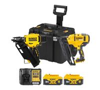 DEWALT 18V XR Brushless Nailer Twin Kit with 2X 5.0AhBatteries Charger and TSTAK Case, UK Plug, DCK246P2T-GB