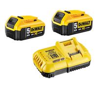 DeWalt 18v XR Cordless Twin Li-ion Battery and Fast Charger Pack 5ah