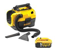 Dewalt 18V XR Cordless Wet Dry Vacuum With 5Ah Battery - Black/Yellow