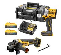 Dewalt 18V Xr Dcf921H2T Brushless 1/2 Wrench Hog Ring 2X Powerstack + Grinder