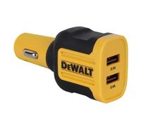DeWALT | 2-Port Mobile USB Charger 24W USB-A | 141 9008 DWG | Dual USB-A charger delivering up to 2.4A per port with intelligent charging for compatible devices.