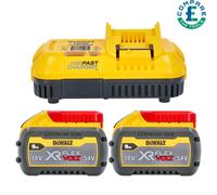 DEWALT 2 x DCB547 18v / 54v XR FLEXVOLT 9.0ah Battery + DCB118 Fast Charger