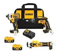DEWALT 20V MAX XR Drywall Cutting Tool Combo Kit, Cut Out Tool, Drywall Screwgun, Impact Driver, with Batteries, Charger, and Collets Included, 5.0Ah (DCK303P2)