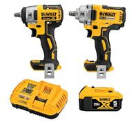 Dewalt 20V MAX* XR Impact Wrench, Cordless Kit, 1/2-Inch Mid-Range and 3/8-Inch Compact, 2-Tool (DCK205P1)