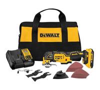 DEWALT 20V Oscillating Tool, Cordless, Wood Blades, Sandpaper, Tool Bag, Battery and Charger Included (DCS356SD1)